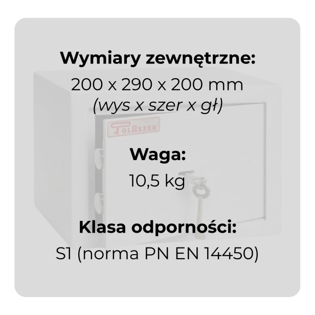 Sejf gabinetowy HIT MINI na broń gotówkę klasa S1 Polaszek.