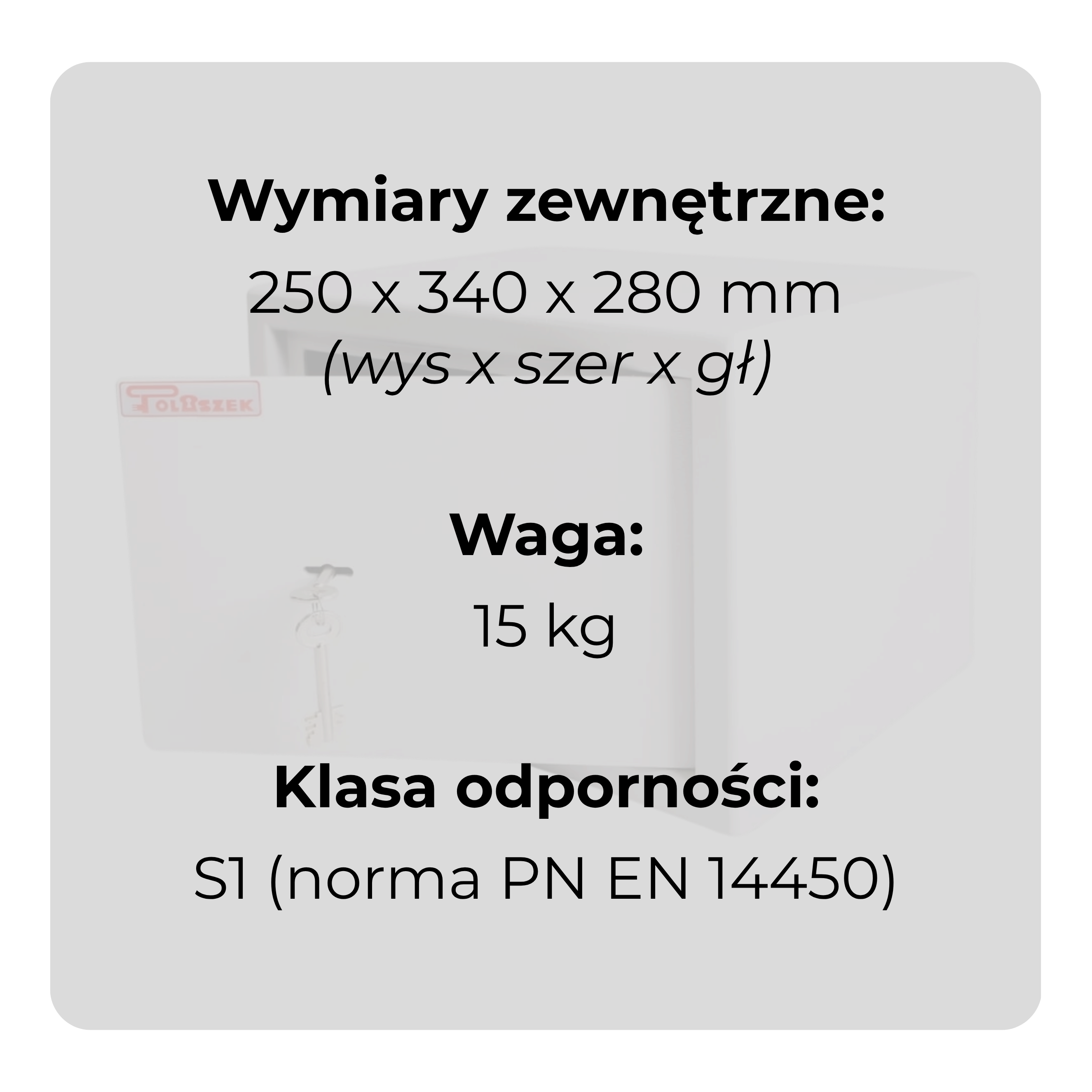 Sejf gabinetowy HIT 1 na broń i dokumenty klasa S1 Polaszek ujęcie uchylonych drzwi specyfikacja.