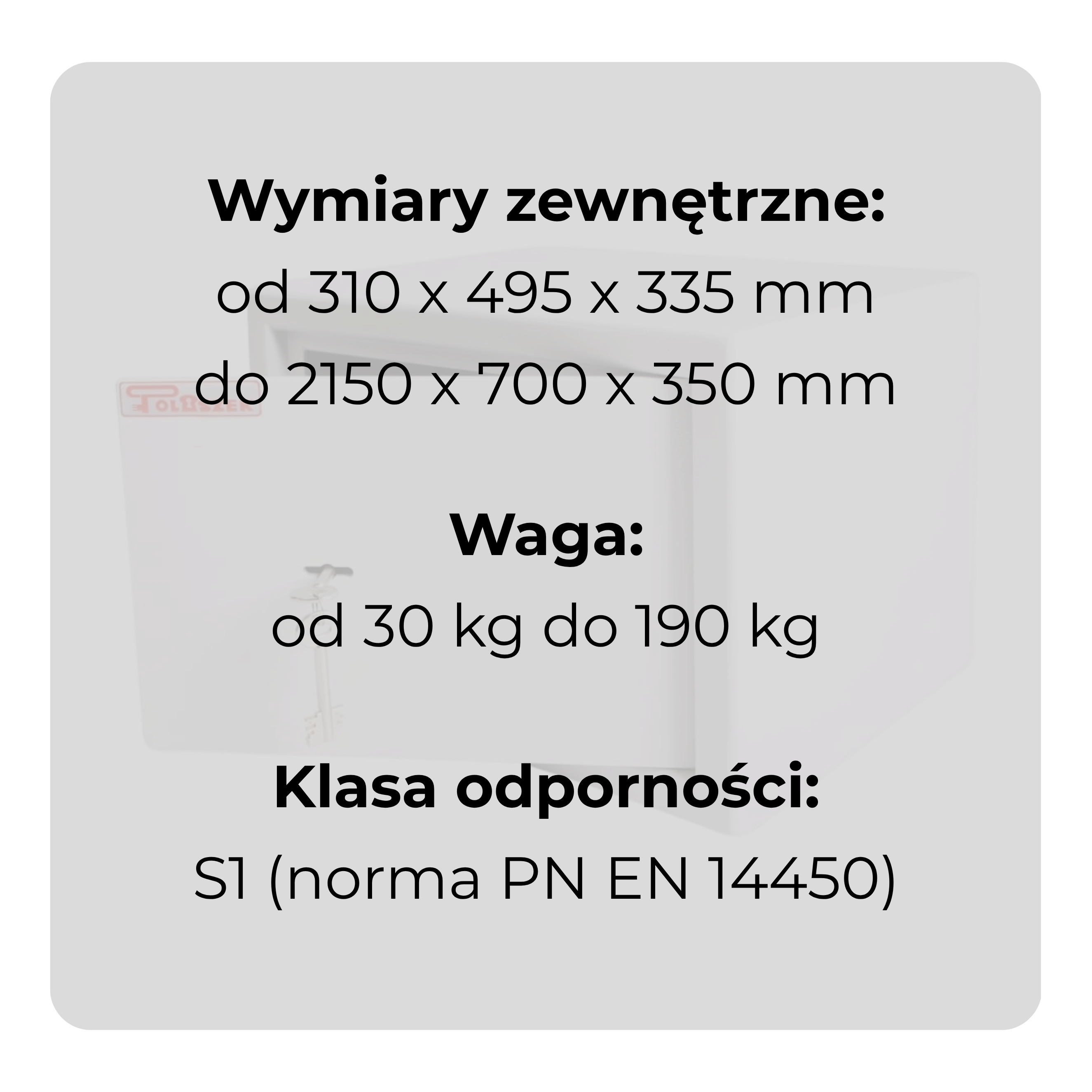 Sejf gabinetowy HIT na broń i dokumenty klasa S1 Polaszek ujęcie zamkniętych drzwi specyfikacja.