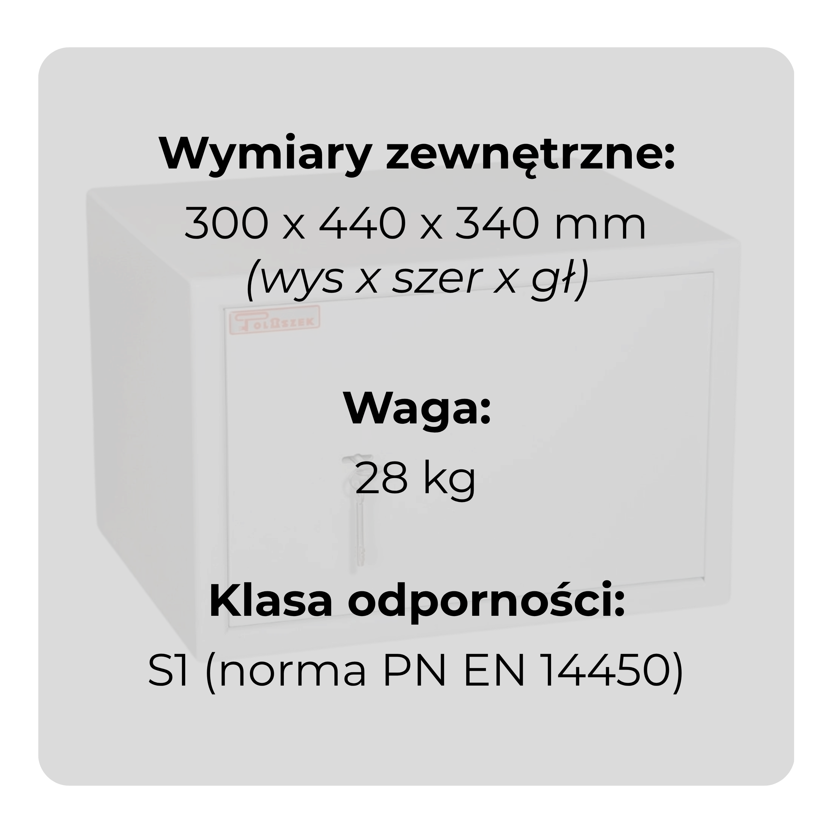 Sejf gabinetowy HIT ARBUZ na broń i dokumenty klasa S1 Polaszek ujęcie zamkniętych drzwi specyfikacja.