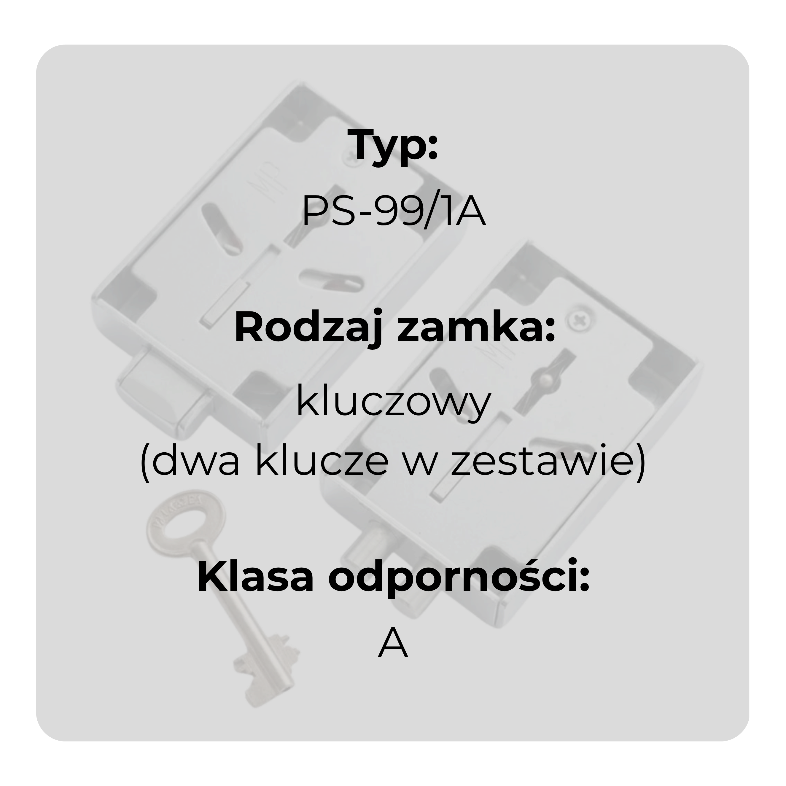 Zamek kluczowy z atestem IMP w klasie A PS-99/1A dwa klucze w zestawie specyfikacja